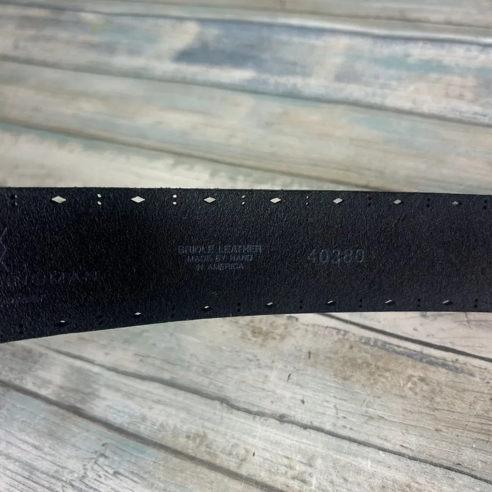 Martin Dingman Leather‎ Belt 34 Bridle Leather Mens Black Western Workwear